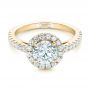 14k Yellow Gold 14k Yellow Gold Custom Diamond Halo Engagement Ring - Flat View -  102260 - Thumbnail