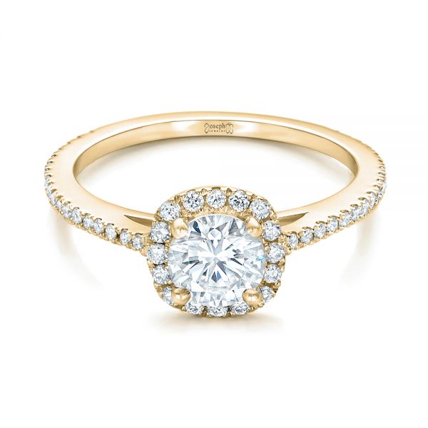 18k Yellow Gold 18k Yellow Gold Custom Diamond Halo Engagement Ring - Flat View -  102317