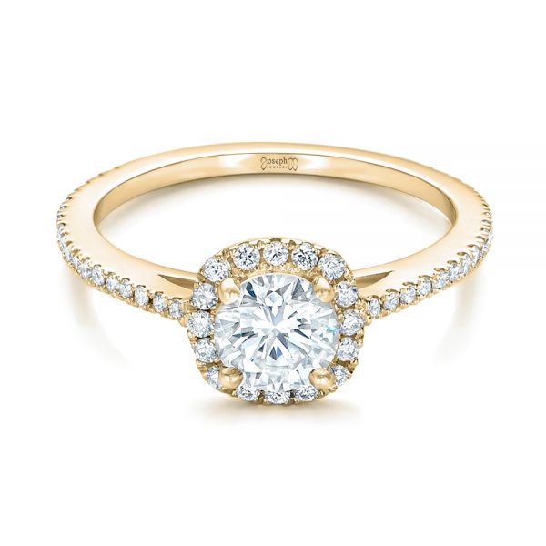 14k Yellow Gold 14k Yellow Gold Custom Diamond Halo Engagement Ring - Flat View - 102317