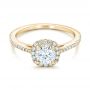 18k Yellow Gold 18k Yellow Gold Custom Diamond Halo Engagement Ring - Flat View -  102317 - Thumbnail
