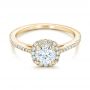 14k Yellow Gold 14k Yellow Gold Custom Diamond Halo Engagement Ring - Flat View -  102317 - Thumbnail