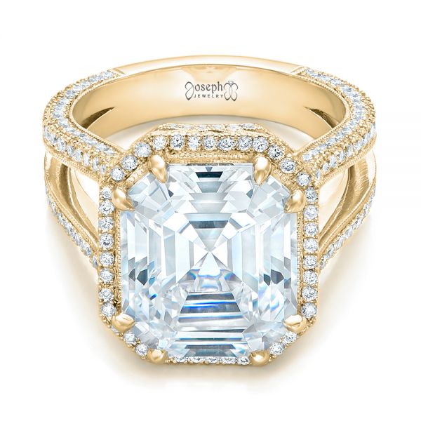 14k Yellow Gold 14k Yellow Gold Custom Diamond Halo Engagement Ring - Flat View - 102368