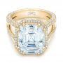 18k Yellow Gold 18k Yellow Gold Custom Diamond Halo Engagement Ring - Flat View -  102368 - Thumbnail