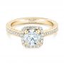 18k Yellow Gold 18k Yellow Gold Custom Diamond Halo Engagement Ring - Flat View -  102422 - Thumbnail