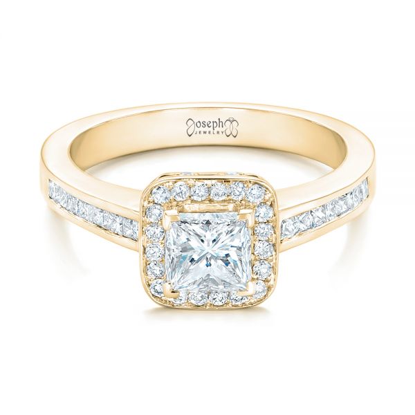 14k Yellow Gold 14k Yellow Gold Custom Diamond Halo Engagement Ring - Flat View - 102437