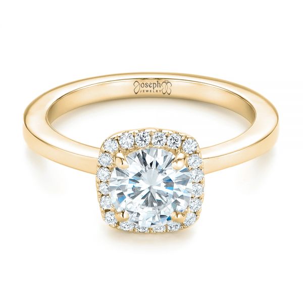 14k Yellow Gold 14k Yellow Gold Custom Diamond Halo Engagement Ring - Flat View - 102460