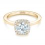 14k Yellow Gold 14k Yellow Gold Custom Diamond Halo Engagement Ring - Flat View -  102460 - Thumbnail