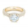 18k Yellow Gold 18k Yellow Gold Custom Diamond Halo Engagement Ring - Flat View -  102468 - Thumbnail