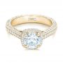 18k Yellow Gold 18k Yellow Gold Custom Diamond Halo Engagement Ring - Flat View -  102468 - Thumbnail