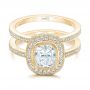 18k Yellow Gold 18k Yellow Gold Custom Diamond Halo Engagement Ring - Flat View -  102542 - Thumbnail