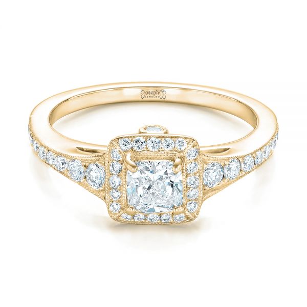14k Yellow Gold 14k Yellow Gold Custom Diamond Halo Engagement Ring - Flat View - 102597