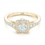 18k Yellow Gold 18k Yellow Gold Custom Diamond Halo Engagement Ring - Flat View -  102597 - Thumbnail
