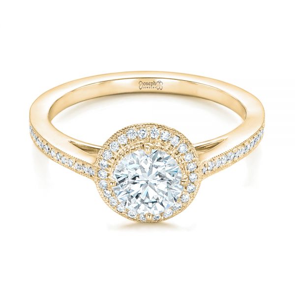 14k Yellow Gold 14k Yellow Gold Custom Diamond Halo Engagement Ring - Flat View - 102692