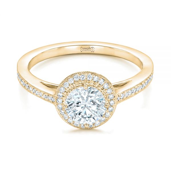 18k Yellow Gold 18k Yellow Gold Custom Diamond Halo Engagement Ring - Flat View -  102692