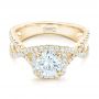 18k Yellow Gold 18k Yellow Gold Custom Diamond Halo Engagement Ring - Flat View -  102748 - Thumbnail