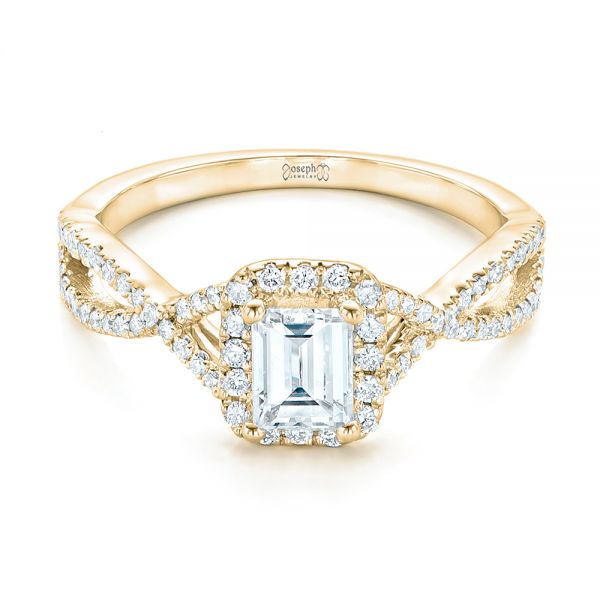 14k Yellow Gold 14k Yellow Gold Custom Diamond Halo Engagement Ring - Flat View -  102751