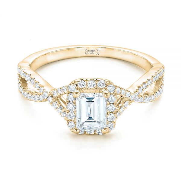 18k Yellow Gold 18k Yellow Gold Custom Diamond Halo Engagement Ring - Flat View - 102751