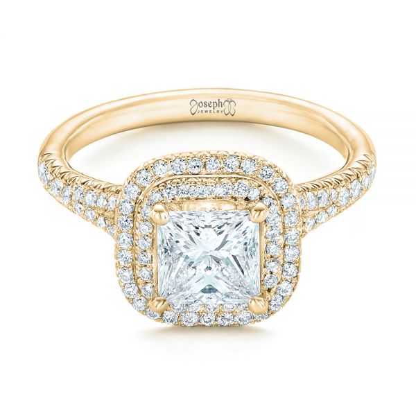 14k Yellow Gold 14k Yellow Gold Custom Diamond Halo Engagement Ring - Flat View - 102771