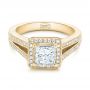18k Yellow Gold 18k Yellow Gold Custom Diamond Halo Engagement Ring - Flat View -  102809 - Thumbnail