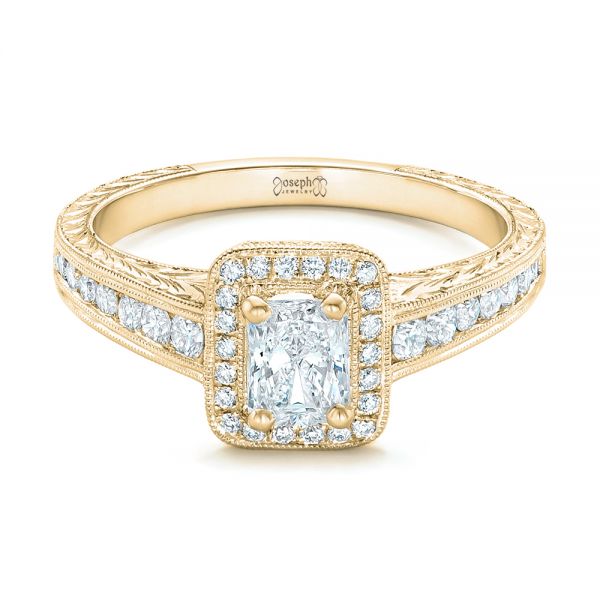 14k Yellow Gold 14k Yellow Gold Custom Diamond Halo Engagement Ring - Flat View - 102813