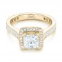 14k Yellow Gold 14k Yellow Gold Custom Diamond Halo Engagement Ring - Flat View -  102882 - Thumbnail