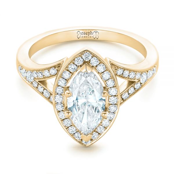 18k Yellow Gold 18k Yellow Gold Custom Diamond Halo Engagement Ring - Flat View -  102910