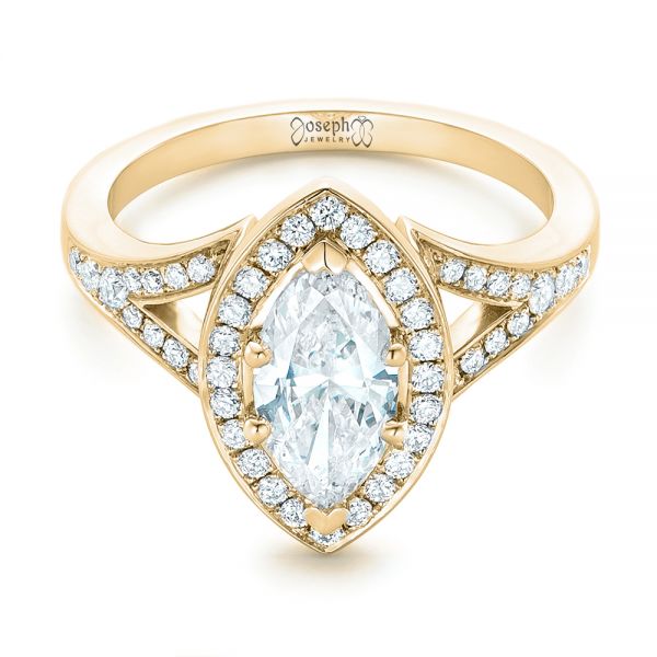 14k Yellow Gold 14k Yellow Gold Custom Diamond Halo Engagement Ring - Flat View - 102910