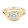18k Yellow Gold 18k Yellow Gold Custom Diamond Halo Engagement Ring - Flat View -  102936 - Thumbnail
