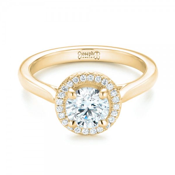 14k Yellow Gold 14k Yellow Gold Custom Diamond Halo Engagement Ring - Flat View - 103002