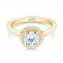 18k Yellow Gold 18k Yellow Gold Custom Diamond Halo Engagement Ring - Flat View -  103002 - Thumbnail