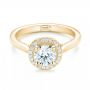 18k Yellow Gold 18k Yellow Gold Custom Diamond Halo Engagement Ring - Flat View -  103002 - Thumbnail