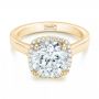 18k Yellow Gold 18k Yellow Gold Custom Diamond Halo Engagement Ring - Flat View -  103005 - Thumbnail