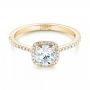 18k Yellow Gold 18k Yellow Gold Custom Diamond Halo Engagement Ring - Flat View -  103037 - Thumbnail