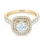 18k Yellow Gold 18k Yellow Gold Custom Diamond Halo Engagement Ring - Flat View -  103139 - Thumbnail