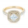 14k Yellow Gold 14k Yellow Gold Custom Diamond Halo Engagement Ring - Flat View -  103139 - Thumbnail