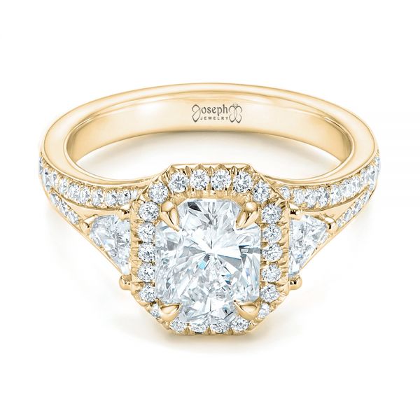 14k Yellow Gold 14k Yellow Gold Custom Diamond Halo Engagement Ring - Flat View -  103157