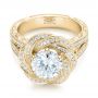 18k Yellow Gold 18k Yellow Gold Custom Diamond Halo Engagement Ring - Flat View -  103325 - Thumbnail