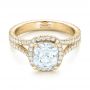 18k Yellow Gold 18k Yellow Gold Custom Diamond Halo Engagement Ring - Flat View -  103353 - Thumbnail