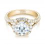 18k Yellow Gold 18k Yellow Gold Custom Diamond Halo Engagement Ring - Flat View -  103357 - Thumbnail