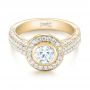 14k Yellow Gold 14k Yellow Gold Custom Diamond Halo Engagement Ring - Flat View -  103394 - Thumbnail