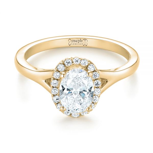 14k Yellow Gold 14k Yellow Gold Custom Diamond Halo Engagement Ring - Flat View - 103413
