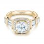 18k Yellow Gold 18k Yellow Gold Custom Diamond Halo Engagement Ring - Flat View -  103436 - Thumbnail