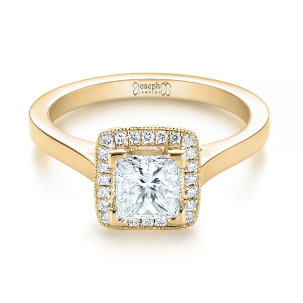 14k Yellow Gold 14k Yellow Gold Custom Diamond Halo Engagement Ring - Flat View - 103515