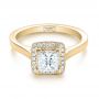 18k Yellow Gold 18k Yellow Gold Custom Diamond Halo Engagement Ring - Flat View -  103515 - Thumbnail