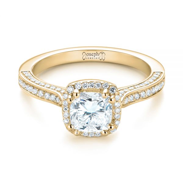 14k Yellow Gold 14k Yellow Gold Custom Diamond Halo Engagement Ring - Flat View - 103535