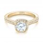 18k Yellow Gold 18k Yellow Gold Custom Diamond Halo Engagement Ring - Flat View -  103535 - Thumbnail