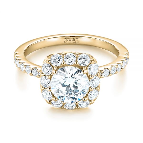 14k Yellow Gold 14k Yellow Gold Custom Diamond Halo Engagement Ring - Flat View - 103588