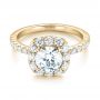 14k Yellow Gold 14k Yellow Gold Custom Diamond Halo Engagement Ring - Flat View -  103588 - Thumbnail
