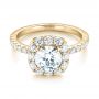 14k Yellow Gold 14k Yellow Gold Custom Diamond Halo Engagement Ring - Flat View -  103588 - Thumbnail