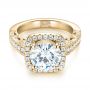 14k Yellow Gold 14k Yellow Gold Custom Diamond Halo Engagement Ring - Flat View -  103595 - Thumbnail